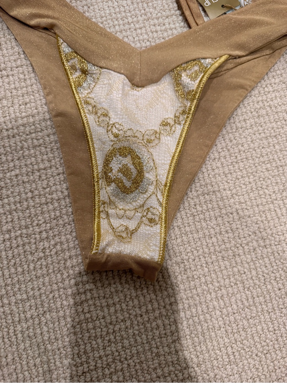 Luli Fama Gold and Tan Lace-Accent Bikini - Picture 4 of 5